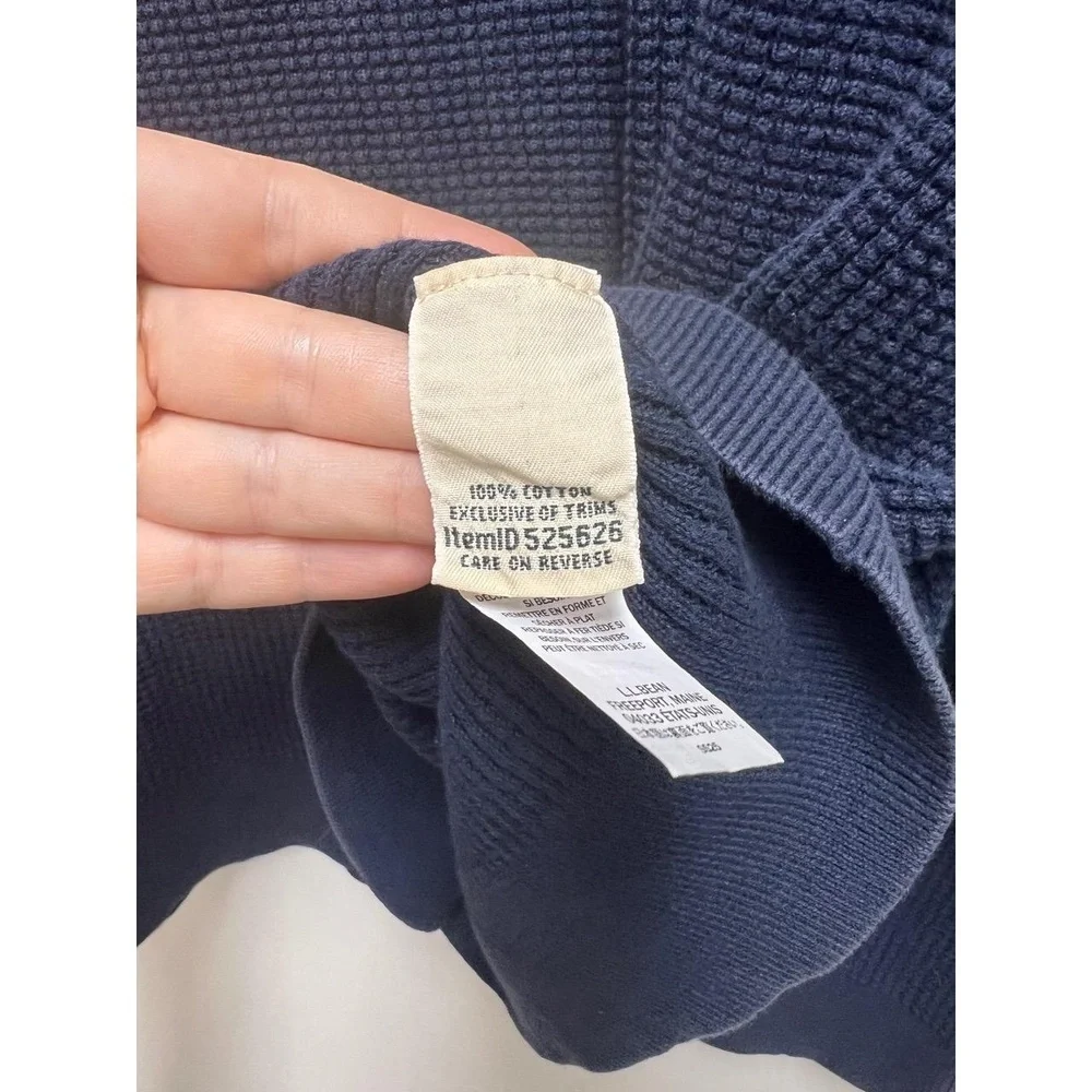 L.L.Bean Sweater Womens Size 3X Plus Navy Blue Waffle Knit Crewneck Long Sleeve - Picture 8 of 8